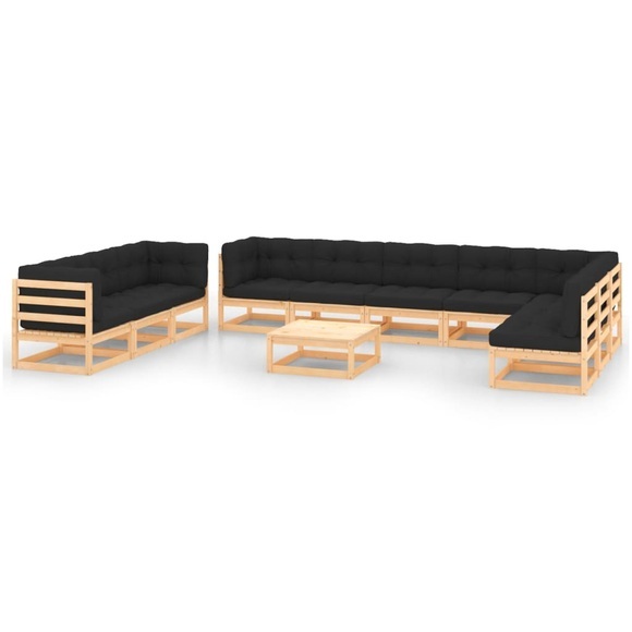 vidaXL 11-tlg. Garten-Lounge-Set mit Anthrazit Kissen Kiefernholz