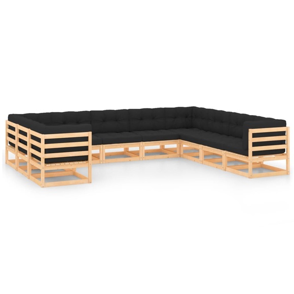 vidaXL 10-tlg. Garten-Lounge-Set mit Anthrazit Kissen Kiefernholz
