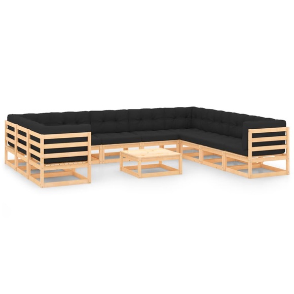 vidaXL 11-tlg. Garten-Lounge-Set mit Anthrazit Kissen Kiefernholz
