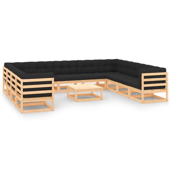 vidaXL 12-tlg. Garten-Lounge-Set mit Anthrazit Kissen Kiefernholz