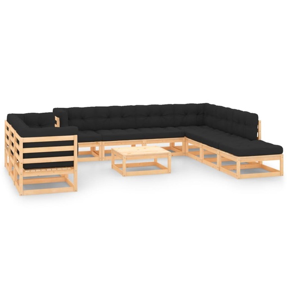 vidaXL 11-tlg. Garten-Lounge-Set mit Anthrazit Kissen Kiefernholz