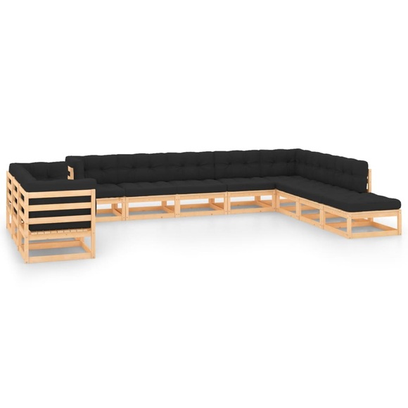 vidaXL 11-tlg. Garten-Lounge-Set mit Anthrazit Kissen Kiefernholz
