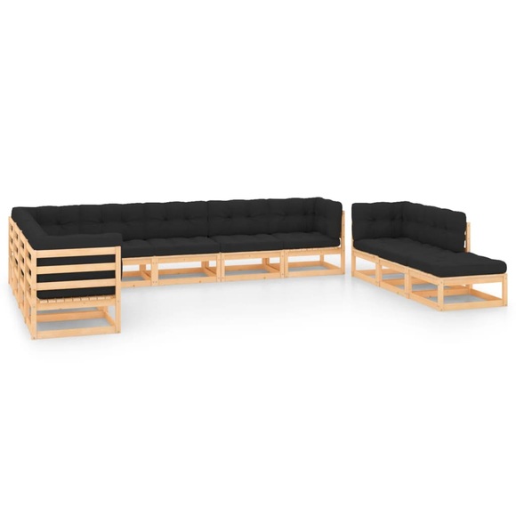 vidaXL 11-tlg. Garten-Lounge-Set mit Anthrazit Kissen Kiefernholz
