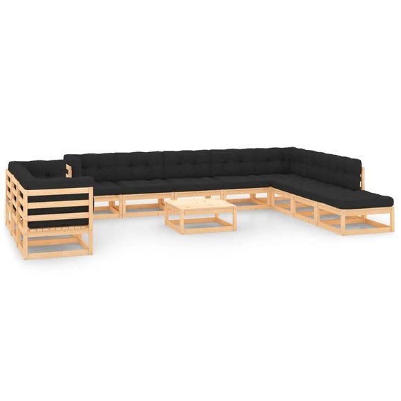 vidaXL 12-tlg. Garten-Lounge-Set mit Anthrazit Kissen Kiefernholz