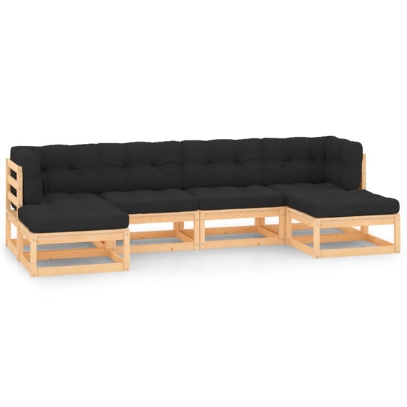 vidaXL 6-tlg. Garten-Lounge-Set mit Anthrazit Kissen Kiefernholz