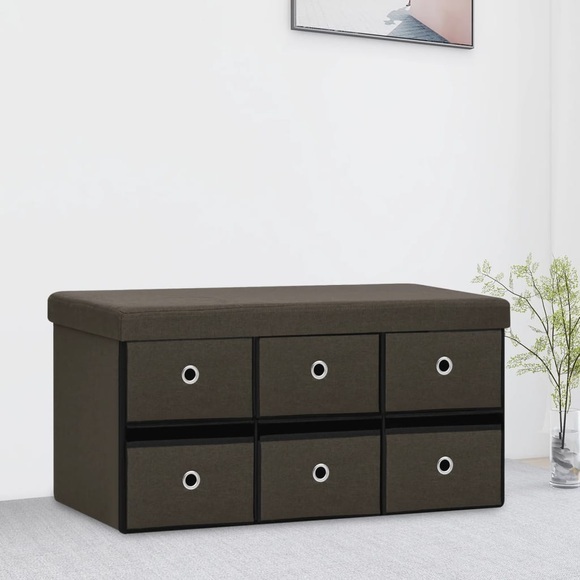 vidaXL Faltbank mit Stauraum Dunkelbraun 76x38x38 cm Leinenoptik