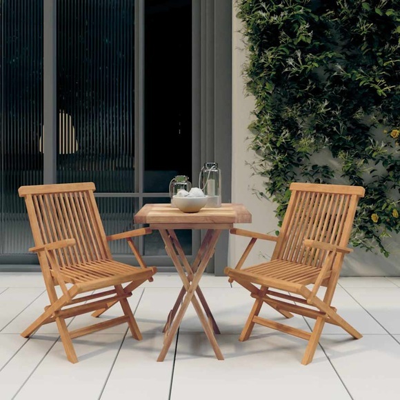 vidaXL 3-tlg. Garten-Essgruppe Massivholz Teak