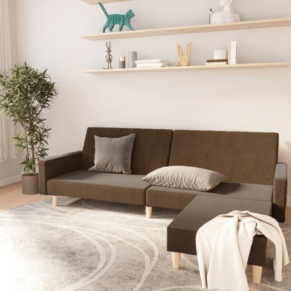 vidaXL Schlafsofa 2-Sitzer mit Fußhocker Braun Stoff