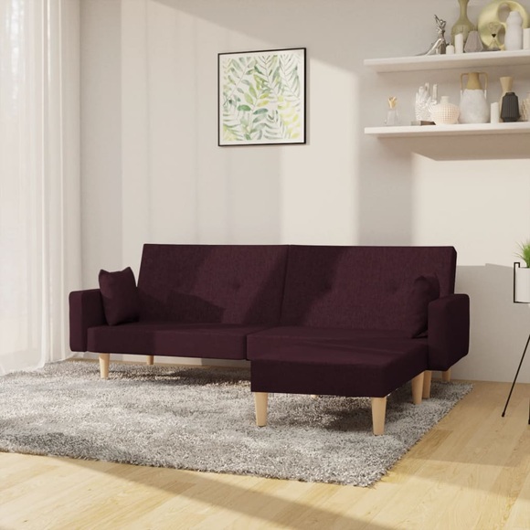 vidaXL Schlafsofa 2-Sitzer mit Fußhocker Lila Stoff