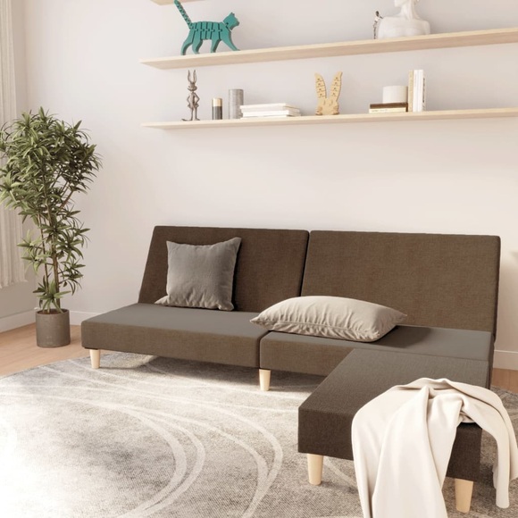 vidaXL Schlafsofa 2-Sitzer mit Fußhocker Braun Stoff