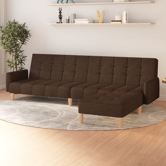 vidaXL Schlafsofa 2-Sitzer mit Fußhocker Braun Stoff