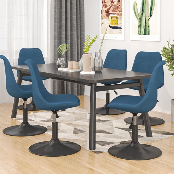 vidaXL Esszimmerstühle 6 Stk. Drehbar Blau Samt