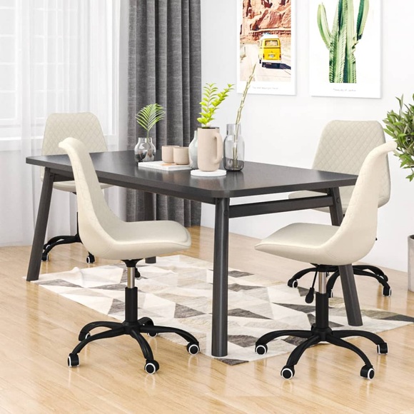 vidaXL Esszimmerstühle 4 Stk. Drehbar Creme Stoff
