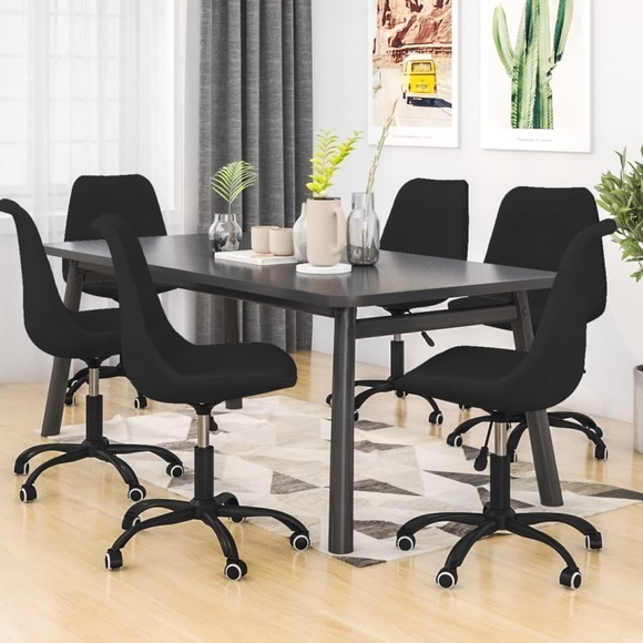 vidaXL Esszimmerstühle 6 Stk. Drehbar Schwarz Stoff