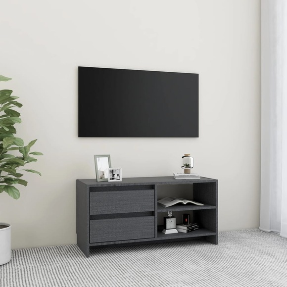 vidaXL TV-Schrank Grau 80x31x39 cm Massivholz Kiefer