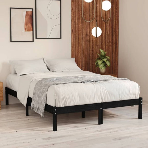 vidaXL Massivholzbett Schwarz Kiefer 140x200 cm