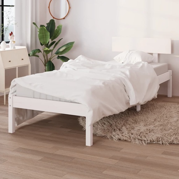 vidaXL Massivholzbett Weiß Massivholz Kiefer 75x190 cm UK Small Single