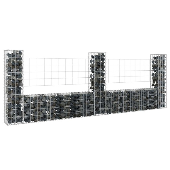 vidaXL Gabionenkorb U-Form mit 3 Säulen Eisen 260x20x100 cm
