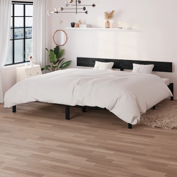 vidaXL Massivholzbett Schwarz Kiefer 180x200cm UK Super King