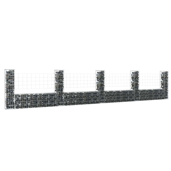 vidaXL Gabionenkorb U-Form mit 5 Säulen Eisen 500x20x100 cm