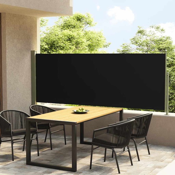 vidaXL Seitenmarkise Ausziehbar 117x300 cm Schwarz