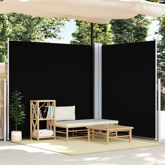 vidaXL Seitenmarkise Ausziehbar Schwarz 200x600 cm