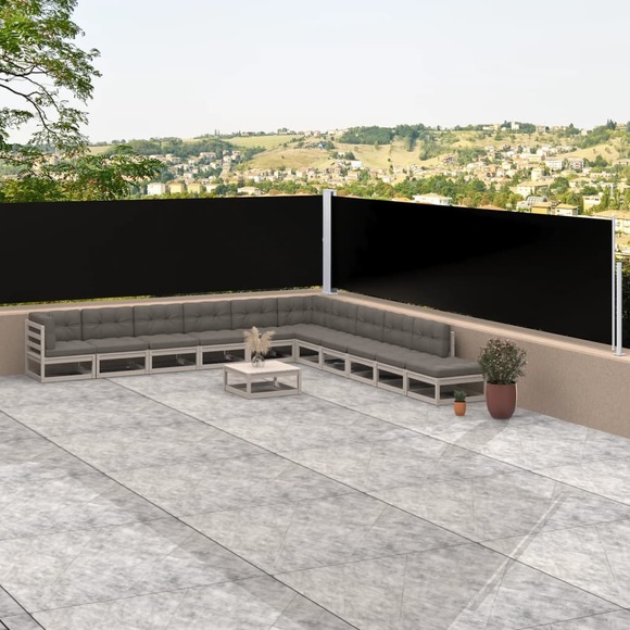 vidaXL Seitenmarkise Ausziehbar Schwarz 117x1000 cm