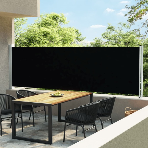 vidaXL Seitenmarkise Ausziehbar 140x600 cm Schwarz