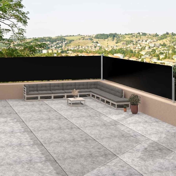 vidaXL Seitenmarkise Ausziehbar Schwarz 117x1200 cm