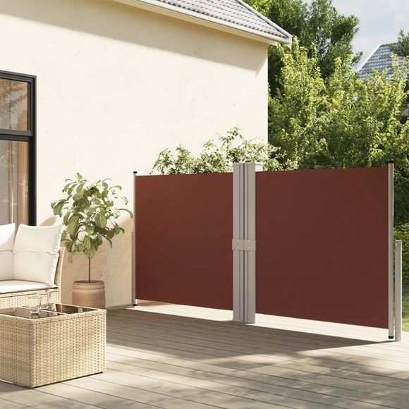 vidaXL Seitenmarkise Ausziehbar Braun 140x1200 cm