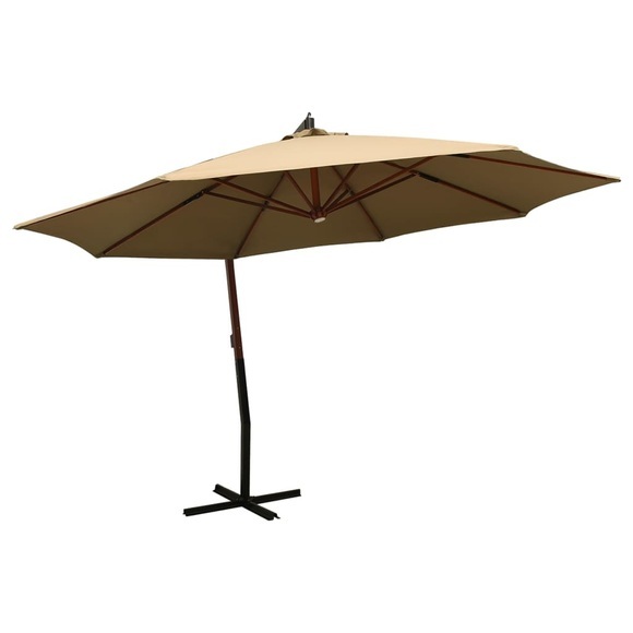 vidaXL Ampelschirm mit Holzmast 350 cm Taupe