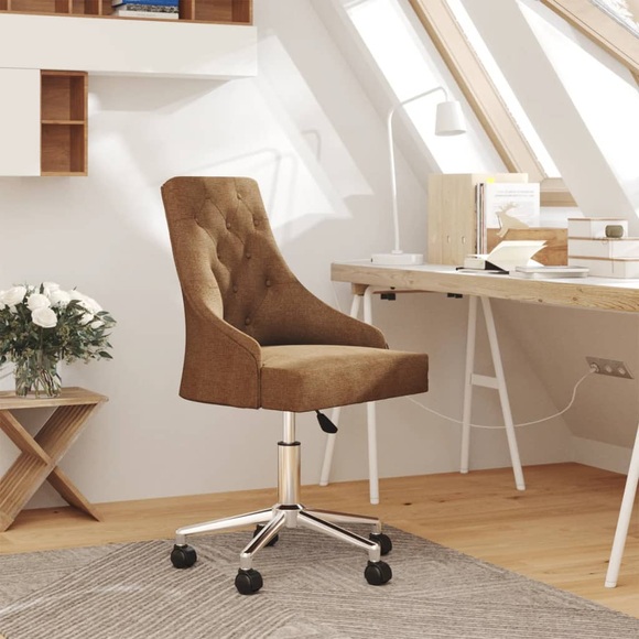 vidaXL Esszimmerstuhl Drehbar Braun Stoff