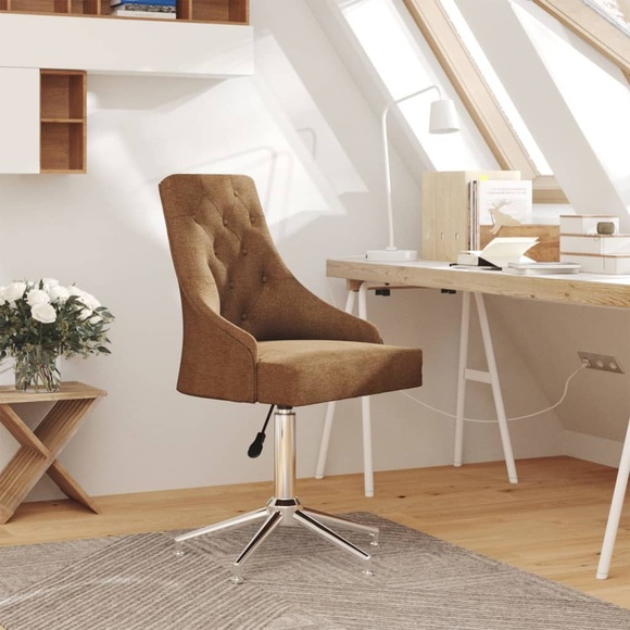 vidaXL Esszimmerstuhl Drehbar Braun Stoff