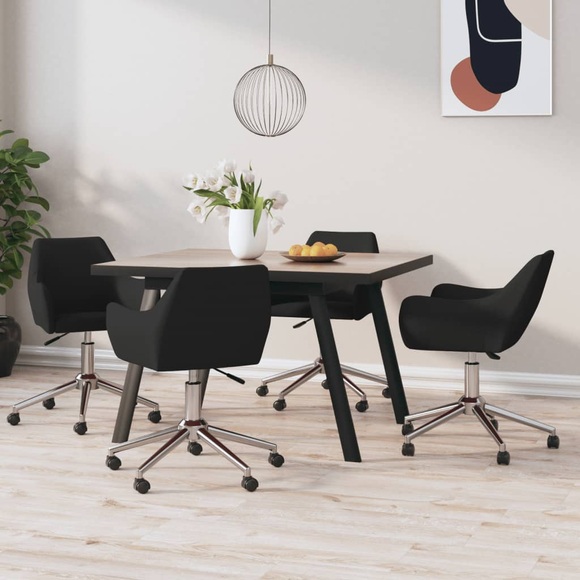 vidaXL Esszimmerstühle 4 Stk. Drehbar Schwarz Stoff