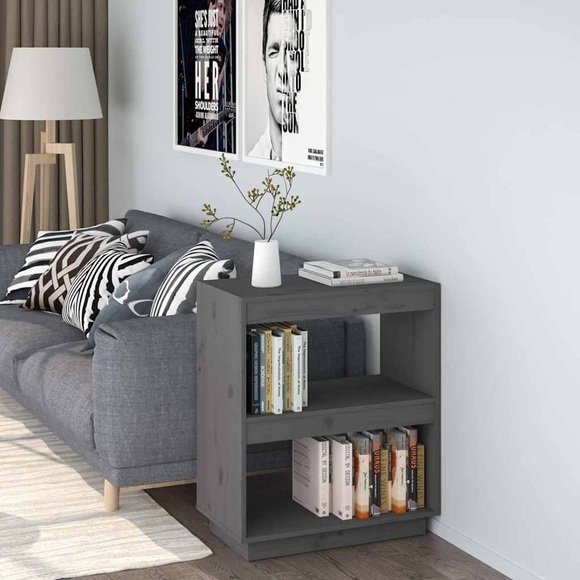 vidaXL Bücherregal Grau 60x35x71 cm Massivholz Kiefer