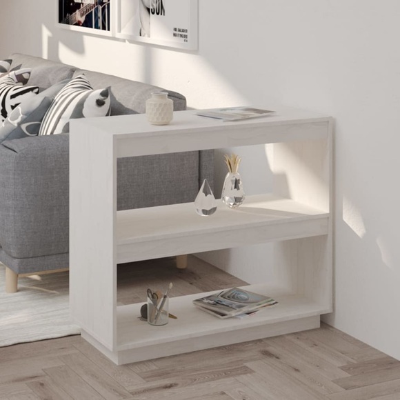 vidaXL Bücherregal Weiß 80x35x71 cm Massivholz Kiefer