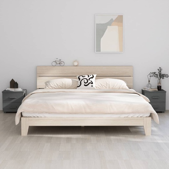 vidaXL Nachttische 2 Stk. Dunkelgrau 40x35x44,5 cm Massivholz Kiefer