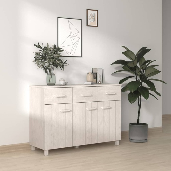 vidaXL Sideboard Weiß 113x40x80 cm Massivholz Kiefer