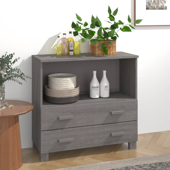 vidaXL Sideboard Hellgrau 85x35x80 cm Massivholz Kiefer
