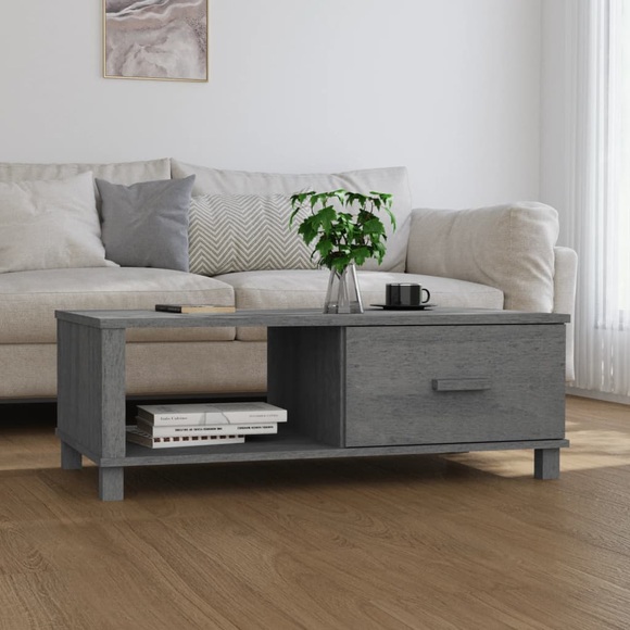 vidaXL Couchtisch Dunkelgrau 100x55x35 cm Massivholz Kiefer