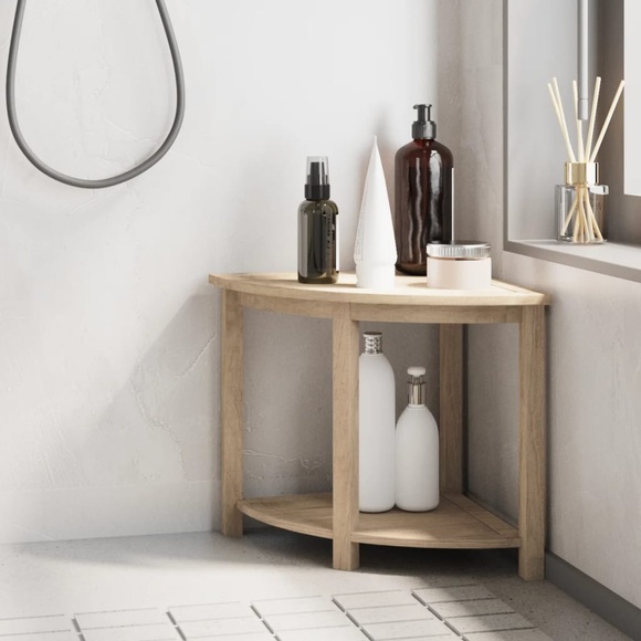 vidaXL Eck-Duschbank 50x40x45 cm Massivholz Teak