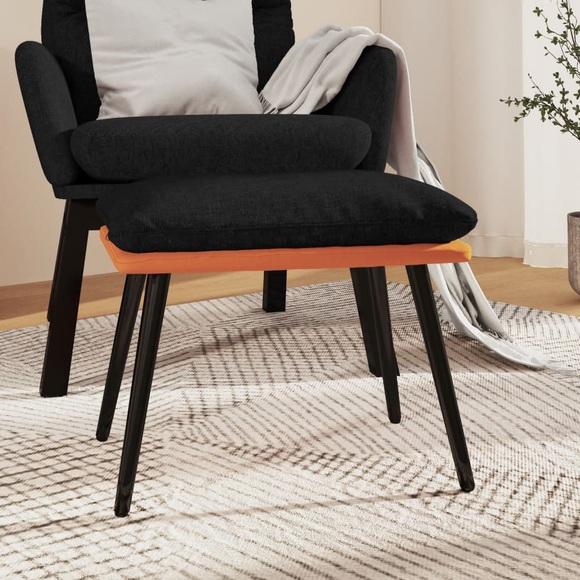 vidaXL Fußhocker Schwarz/Orange 45x29,5x39 cm Stoff und Kunstleder