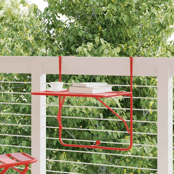 vidaXL Balkontisch Rot 60x40 cm Stahl