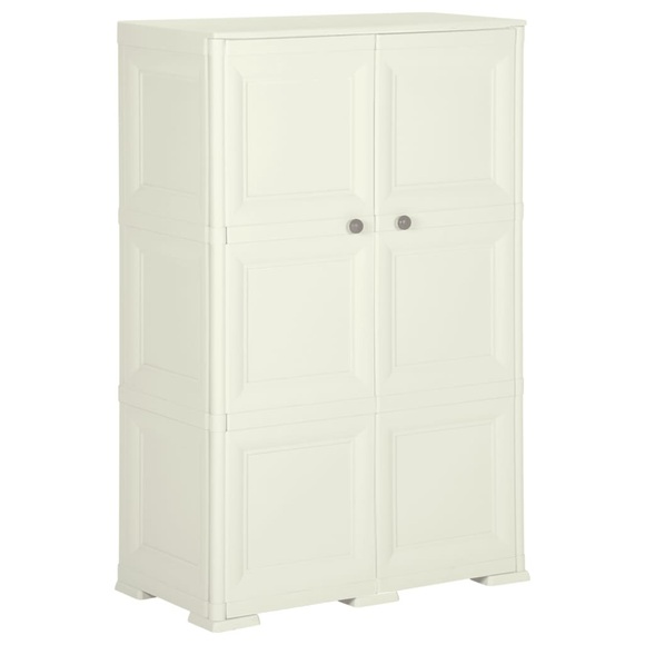 vidaXL Kunststoffschrank 79x43x125 cm Holzdesign Cremefarbend