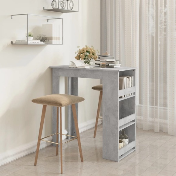 vidaXL Bartisch mit Ablagefläche Betongrau 102x50x103,5 cm