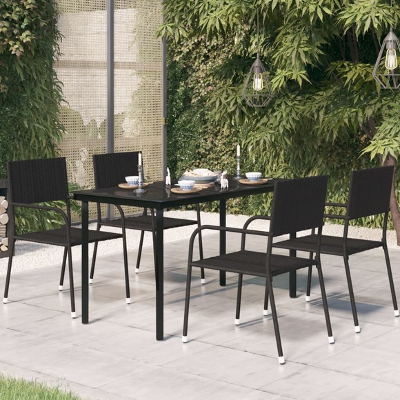 vidaXL Garten-Esstisch Schwarz 140x70x74 cm Stahl und Glas