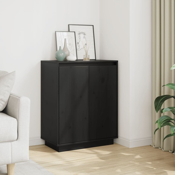 vidaXL Sideboard Schwarz 60x34x75 cm Massivholz Kiefer