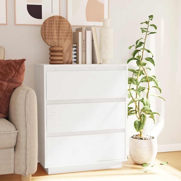 vidaXL Sideboard Weiß 60x34x75 cm Massivholz Kiefer