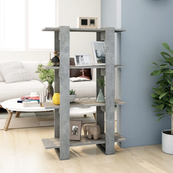 vidaXL Bücherregal/Raumteiler Betongrau 80x30x123,5 cm