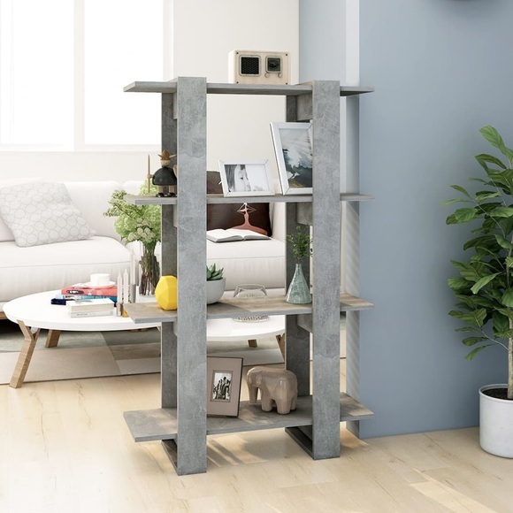 vidaXL Bücherregal/Raumteiler Betongrau 80x30x123,5 cm
